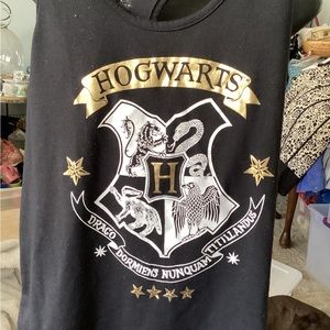 Harry Potter Racer Back Tank Top White Black Gold Hogwarts Women’s Size Large